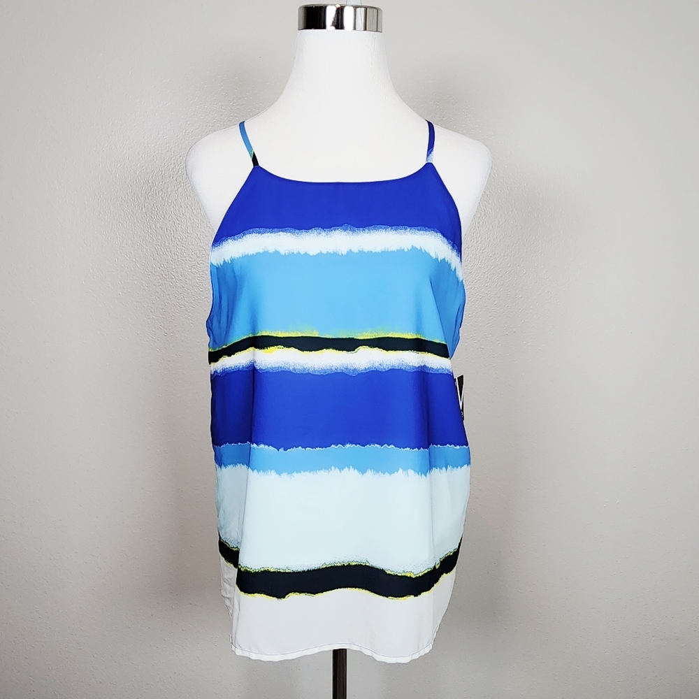 VALETTE Blue Striped Tank Top Size Medium
